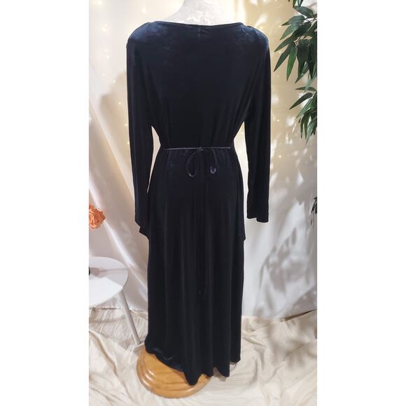 Carole Little Vtg 90s Floral Velvet Cape Maxi Dress Sz 16 Black Red Witchy Goth - Picture 4 of 15